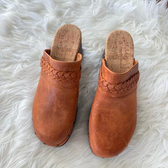 Kork Ease | Women’s TILLY Clog Orange Brown Leather Slip On Studded Clogs Mules - Picture 3 of 9